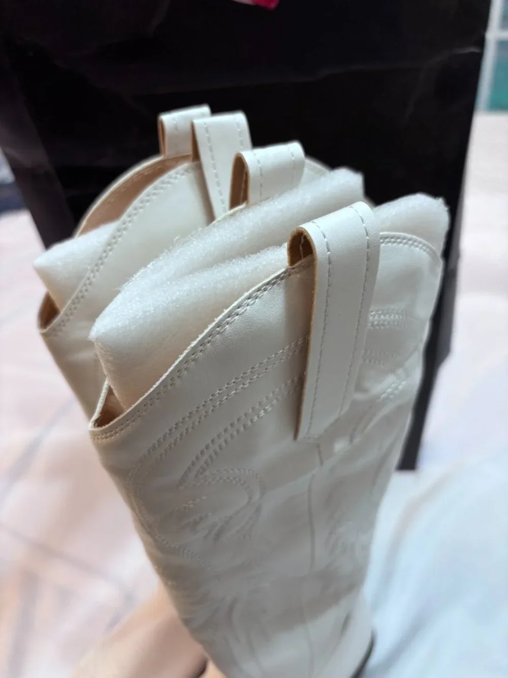 White Western Cowboy Boots Women’s Size 8 Pointed Toe Knee High Embroidered NIB